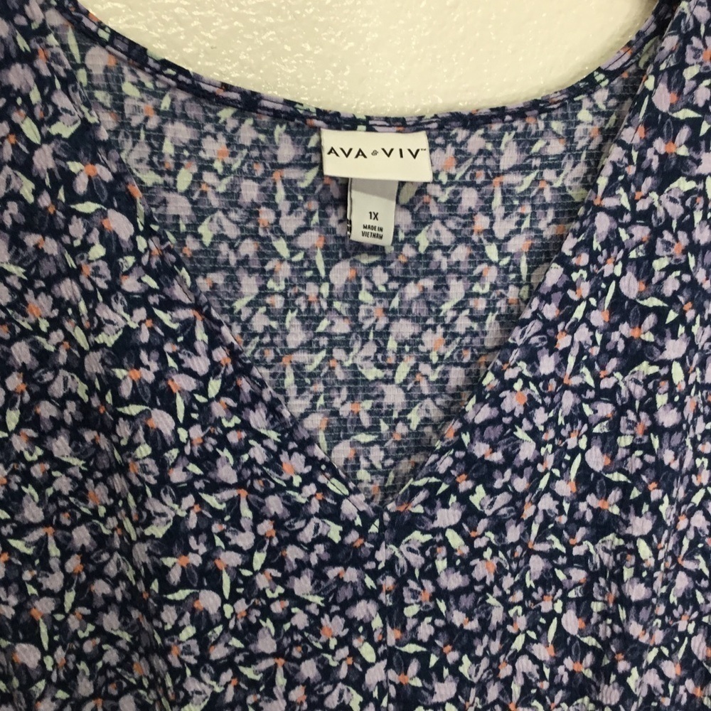 PLUS Ava & Viv Blue Floral Dress - Picture 2 of 6